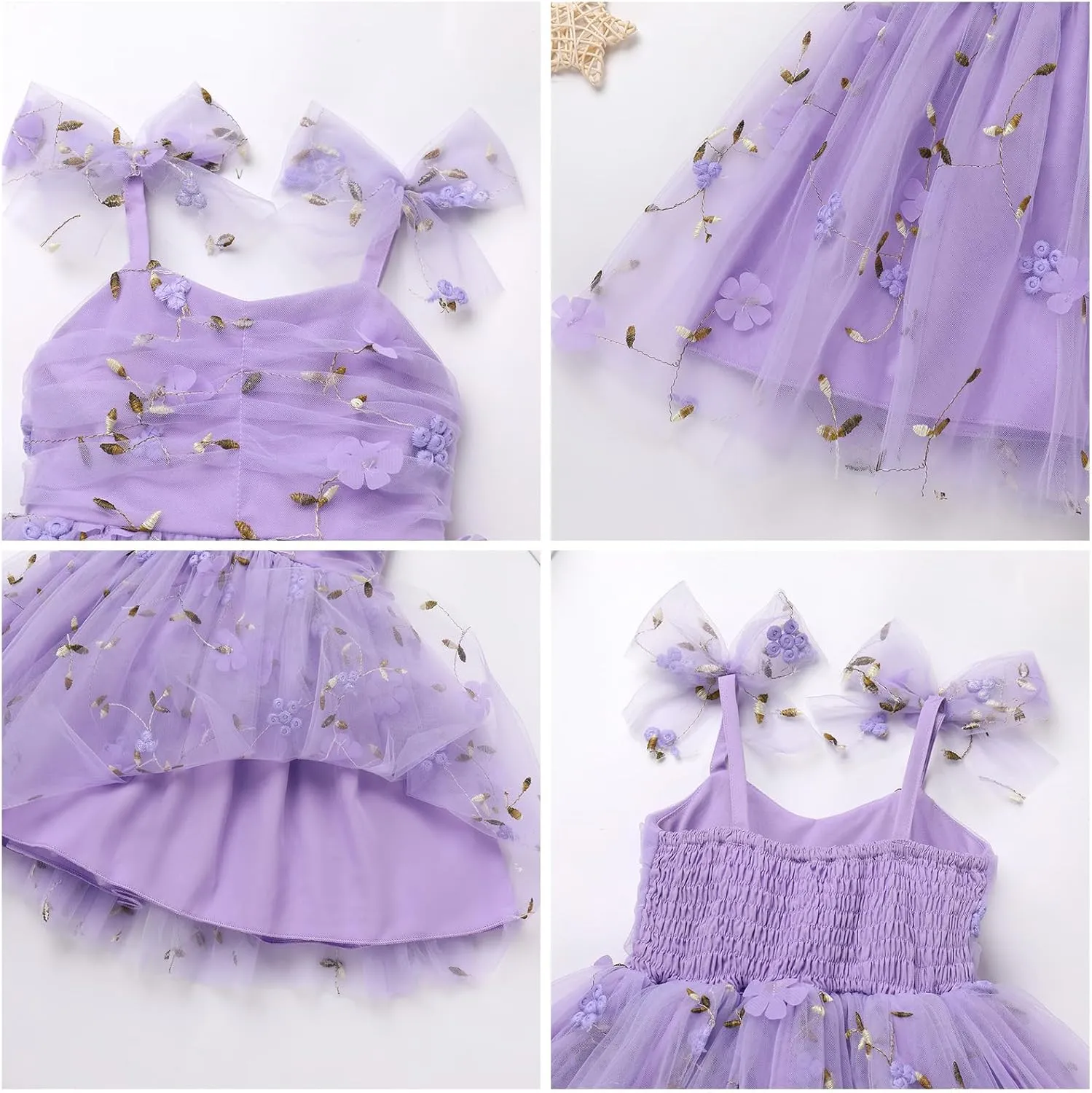 Toddler Tutu Dress Baby Girls Party Dress Floral Backless Ruffle Tulle Dress for Cake Smash Birthday