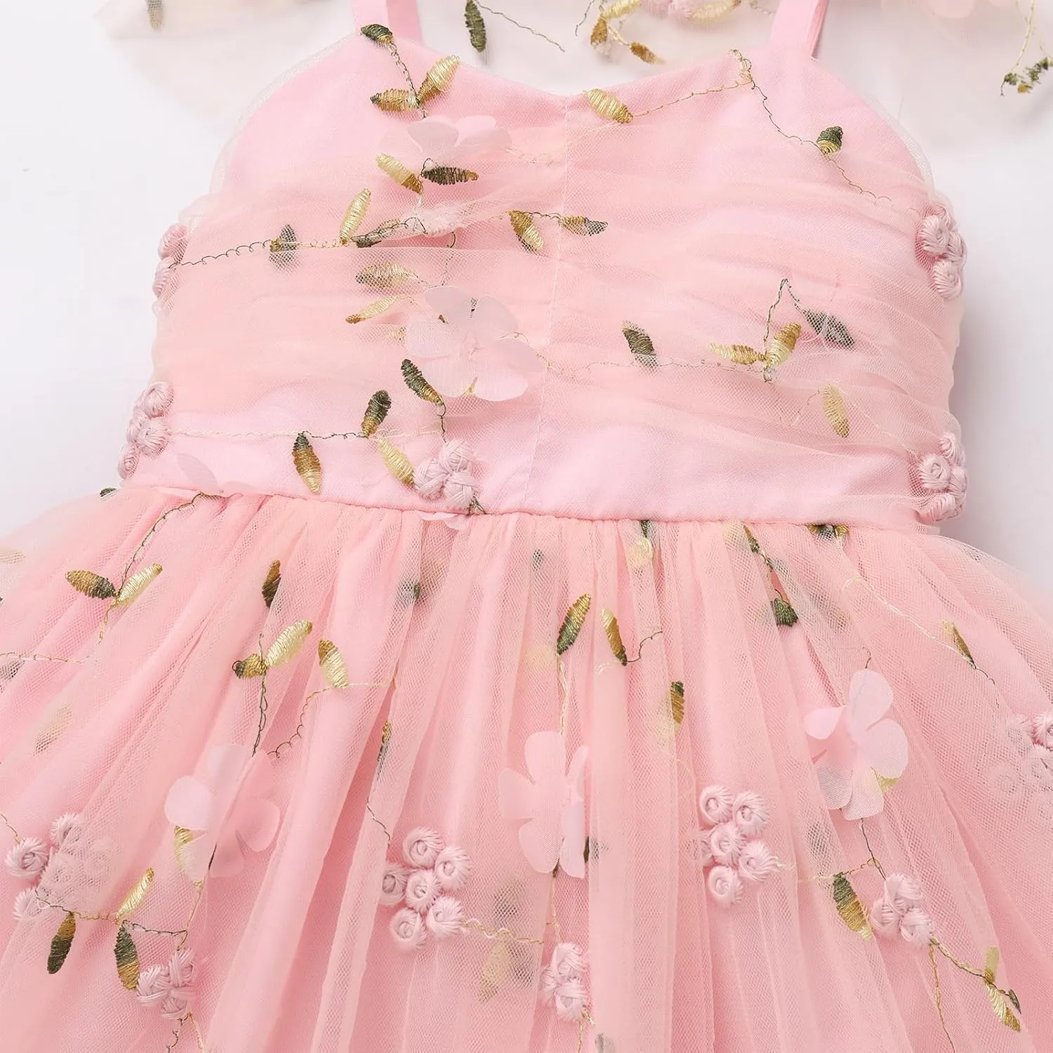 Toddler Tutu Dress Baby Girls Party Dress Floral Backless Ruffle Tulle Dress for Cake Smash Birthday