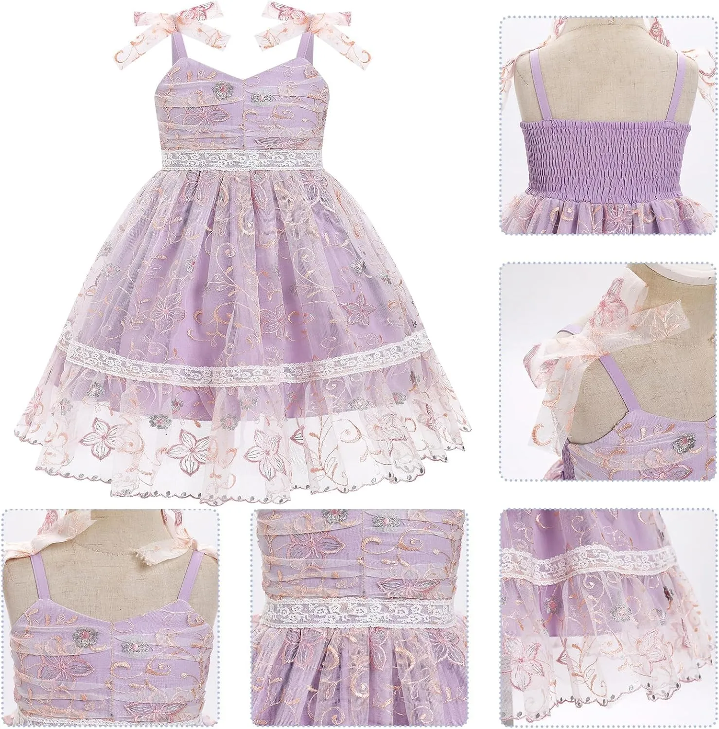 Toddler Tutu Dress Baby Girls Party Dress Floral Backless Ruffle Tulle Dress for Cake Smash Birthday