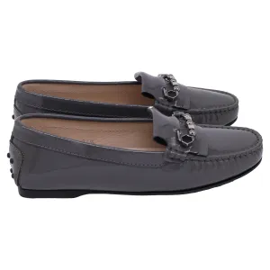 Tod's Embellished Driver Shoes in Grey Patent Leather All-season Shoes Relaxed Office Shoes