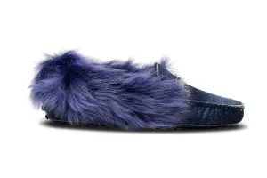 Tod's Gommini Maxi Fur-Lined Denim Loafers Slip On