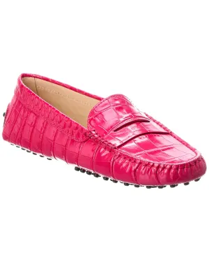 Bright Accents Street Scene TOD??s Gommino Croc-Embossed Leather Loafer