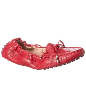 Wide Lane Long Step TOD??s Logo Leather Loafer