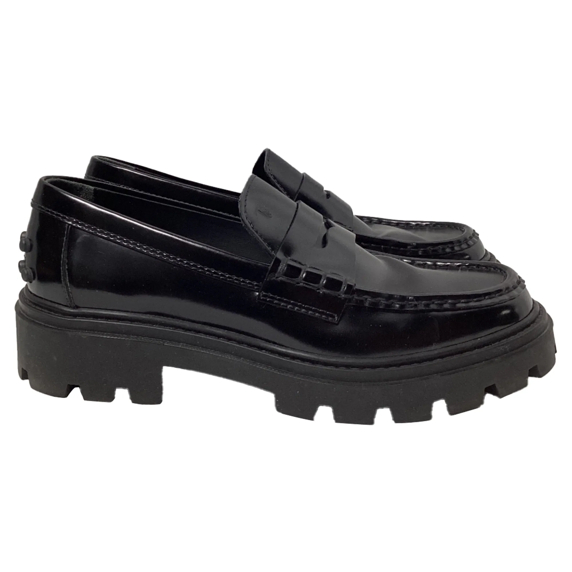 Tod's Penny Loafers in Black Leather Weather Protection College Graduate