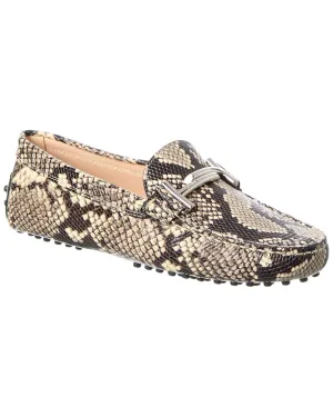 TOD??s Snake-Embossed Leather Loafer All-day Comfort