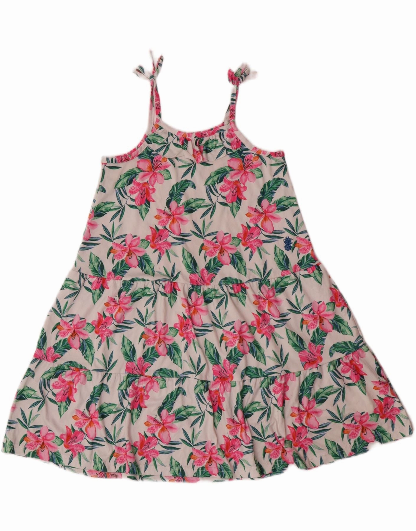 TOMMY BAHAMA Girls Sundress 7-8 Years White Floral Polyester Easy Comfort Look Urban Classic