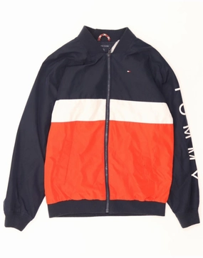 TOMMY HILFIGER Boys Bomber Jacket 12-13 Years Large Navy Blue Colourblock Urban Adventure Utility Piece