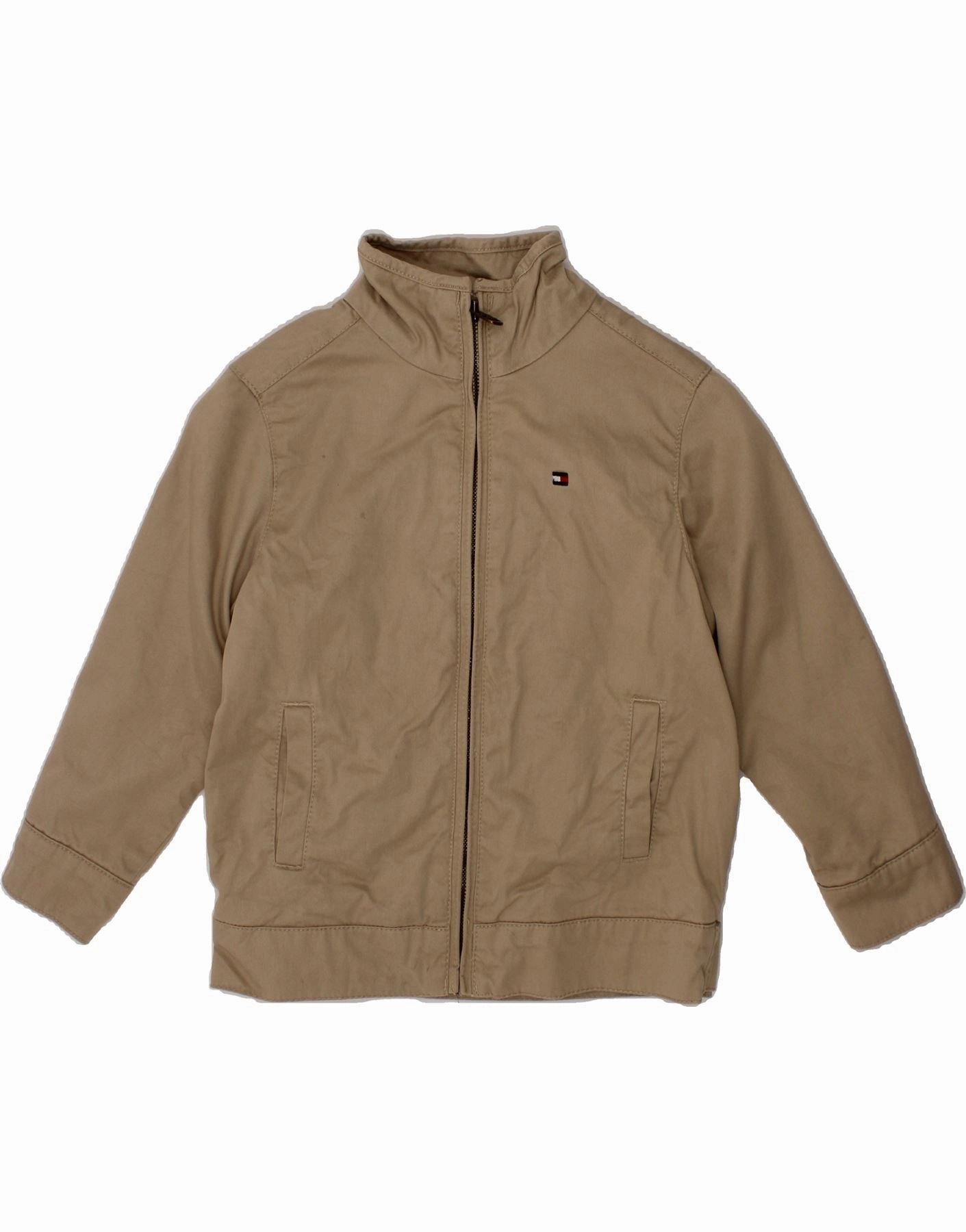 TOMMY HILFIGER Boys Bomber Jacket 4-5 Years Beige Cotton Variable Baffle Sizing