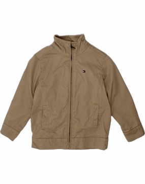 TOMMY HILFIGER Boys Bomber Jacket 4-5 Years Beige Cotton Variable Baffle Sizing