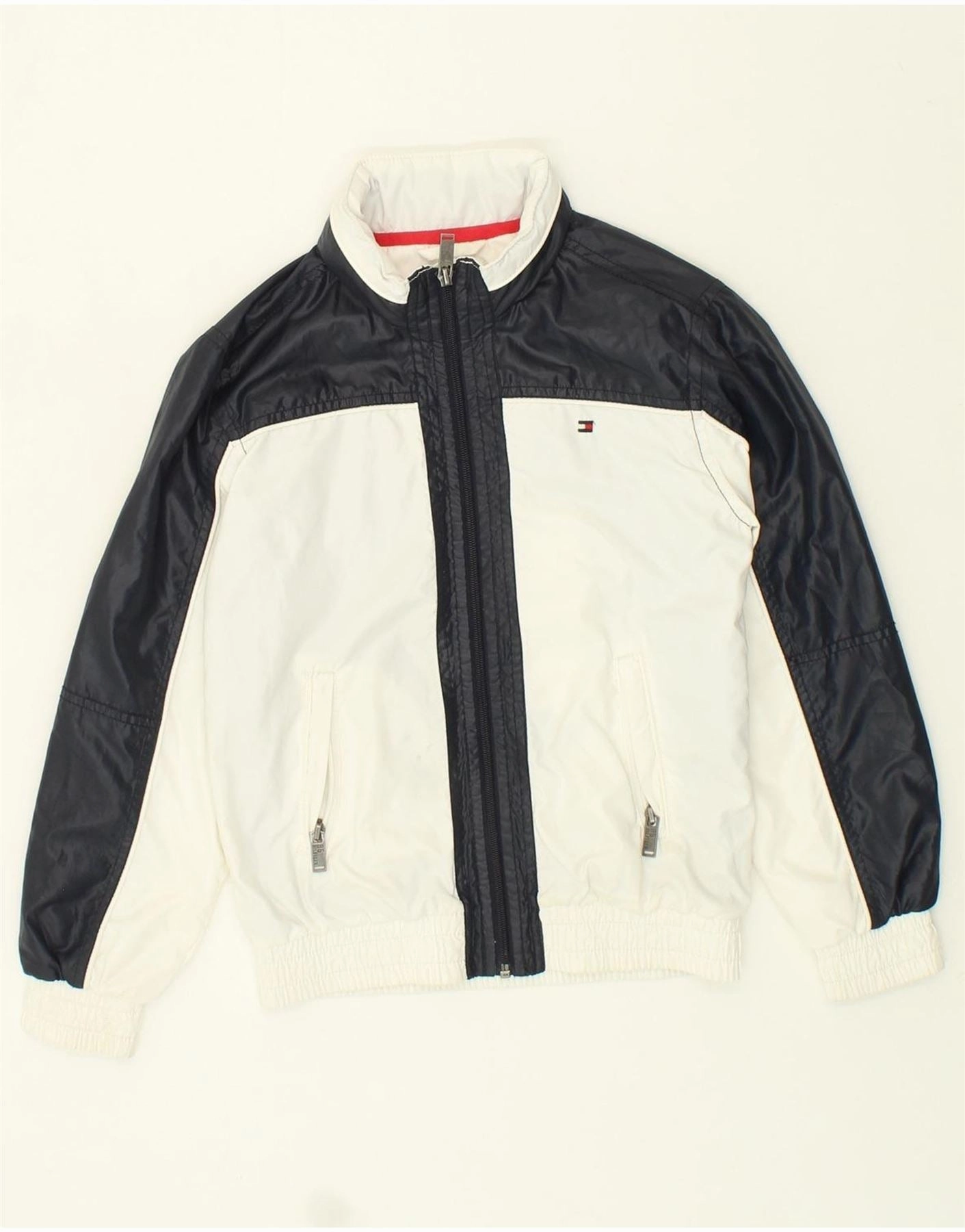 Sport Function TOMMY HILFIGER Boys Bomber Jacket 9-10 Years White Colourblock Polyester