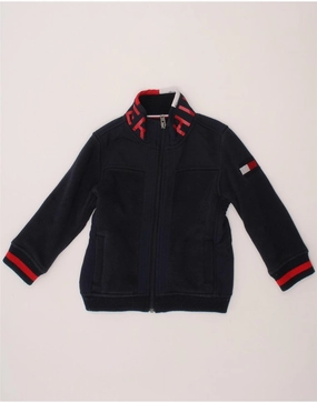 Loop Fastened Hood Mirror TOMMY HILFIGER Boys Graphic Bomber Jacket 2-3 Years 2XS Navy Blue Cotton