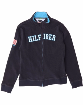 Chilly Air TOMMY HILFIGER Boys Graphic Fleece Jacket 15-16 Years XL Navy Blue