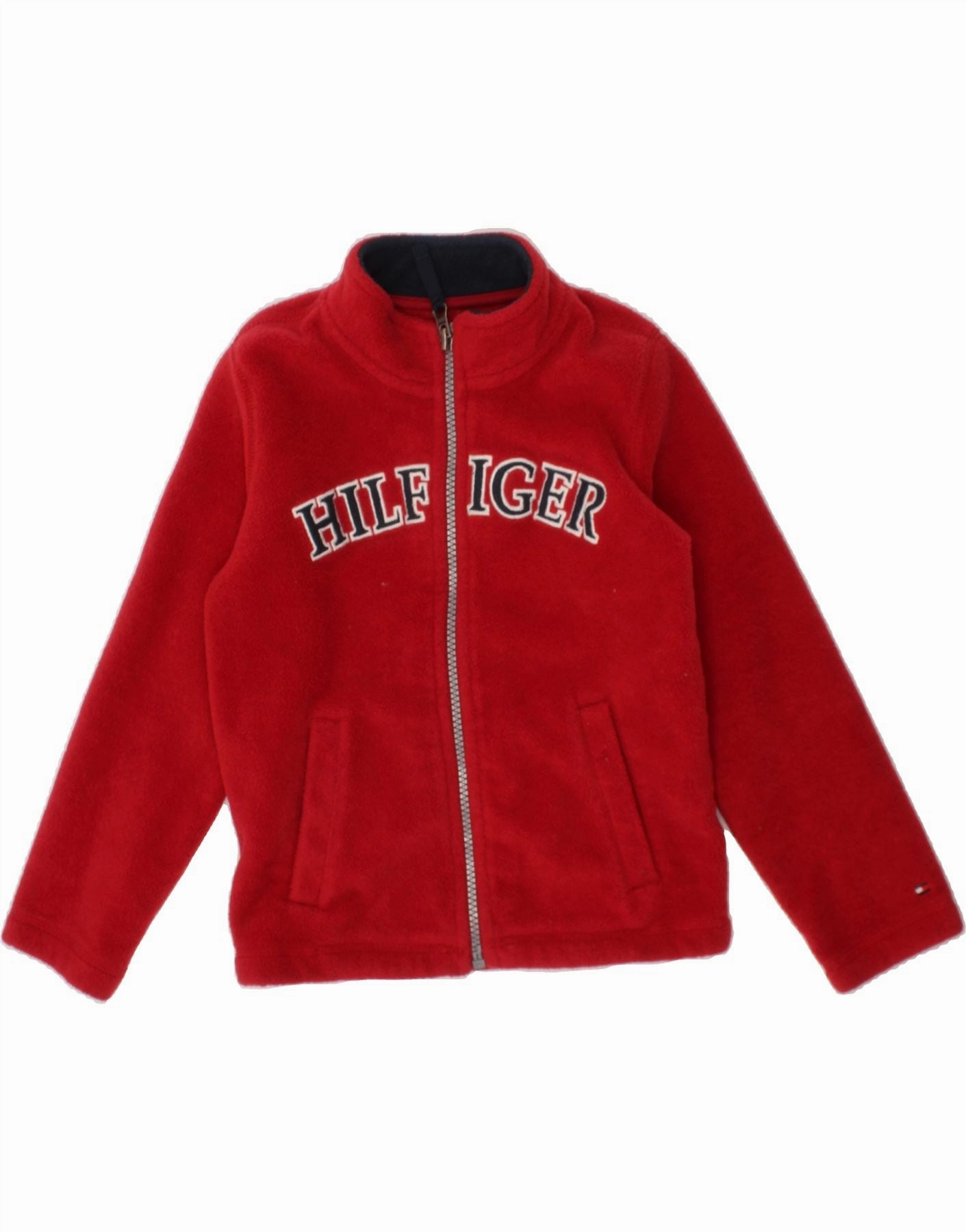 TOMMY HILFIGER Boys Graphic Fleece Jacket 3-4 Years Red Polyester Quick Closure