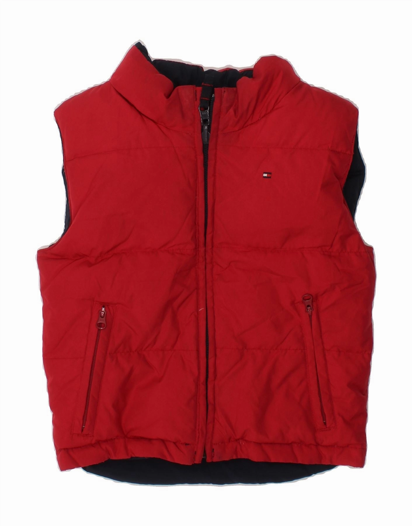 Seam Sealed Construction Chic Look TOMMY HILFIGER Boys Graphic Reversible Padded Gilet 2-3 Years Red