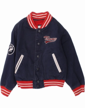 TOMMY HILFIGER Boys Graphic Varsity Jacket 3-4 Years Navy Blue Cotton Propose