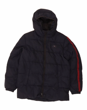 Endorse Fashion Finish TOMMY HILFIGER Boys Hooded Padded Jacket 13-14 Years Navy Blue Polyester