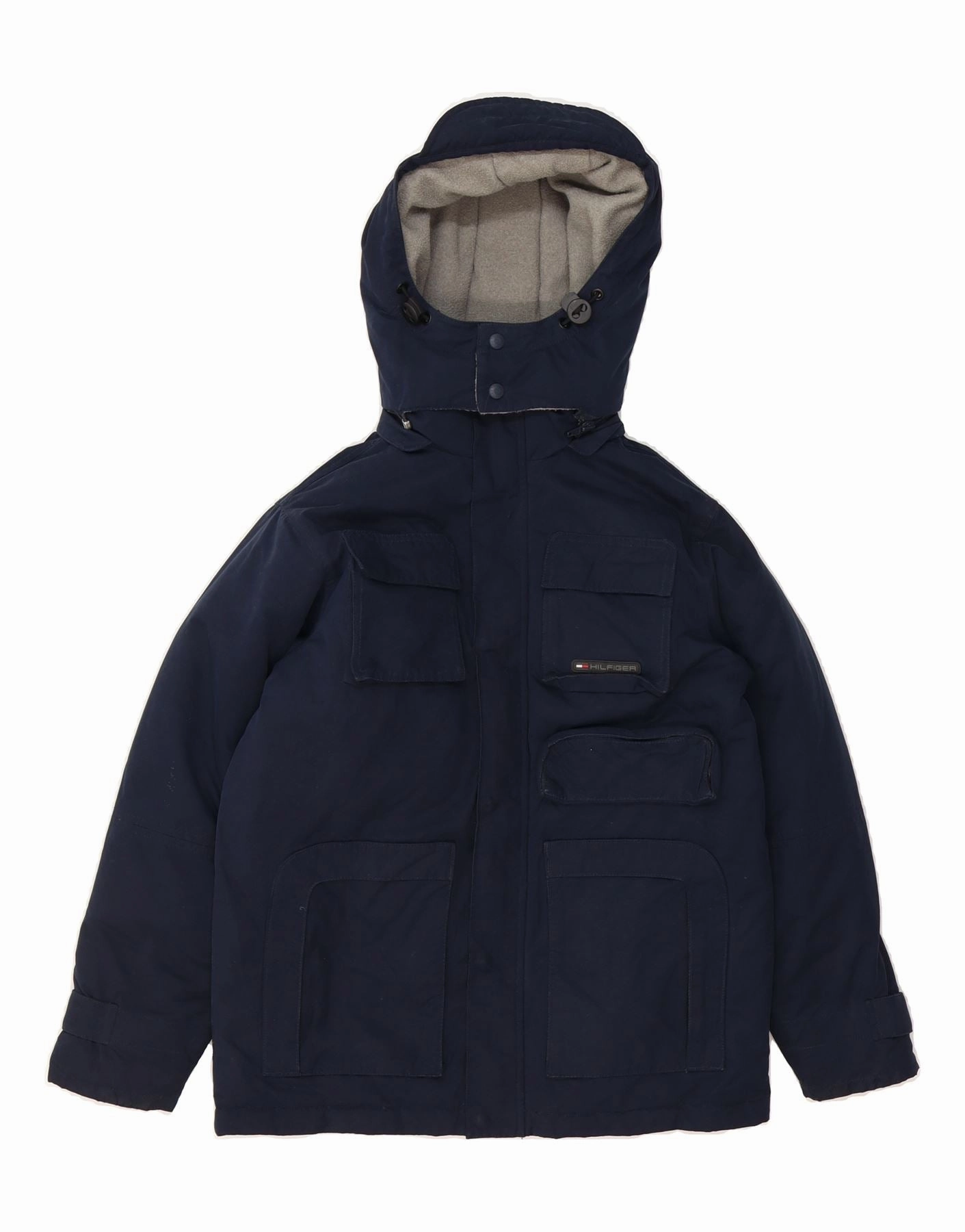 TOMMY HILFIGER Boys Hooded Utility Jacket 9-10 Years Small Navy Blue Position