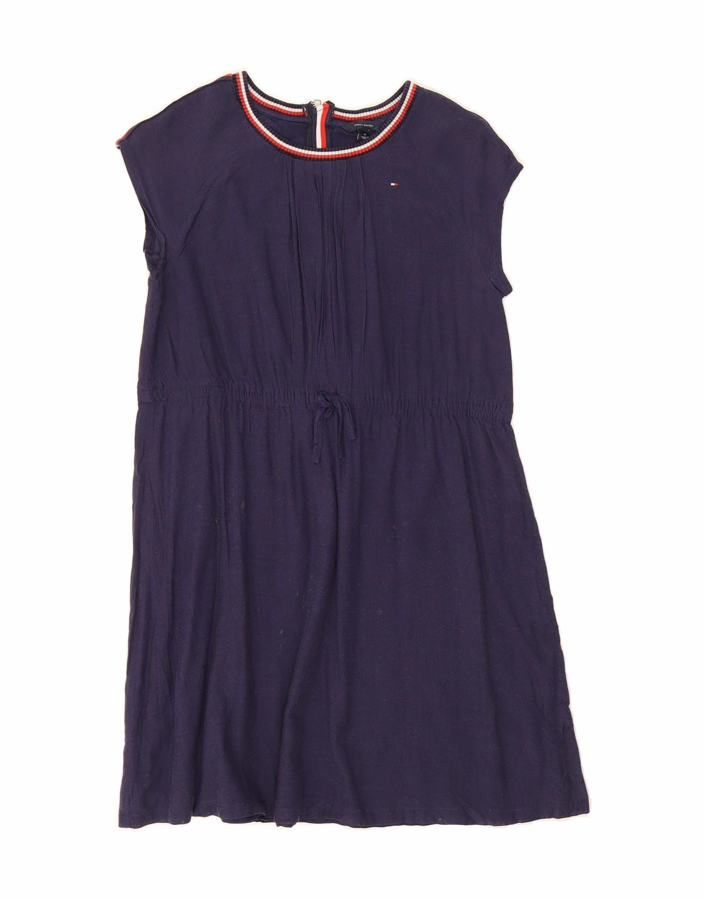 TOMMY HILFIGER Girls A-Line Dress 15-16 Years Navy Blue Viscose All Wear