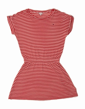 Flare Breeze Tulle Air TOMMY HILFIGER Girls Basic Dress 11-12 Years Red Striped Lyocell