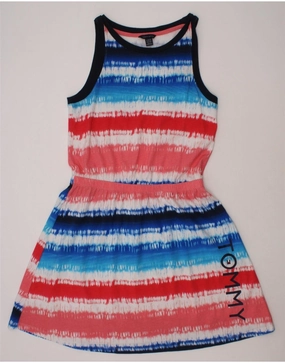 Satin Fabric TOMMY HILFIGER Girls Graphic Basic Dress 12-13 Years Large Multicoloured