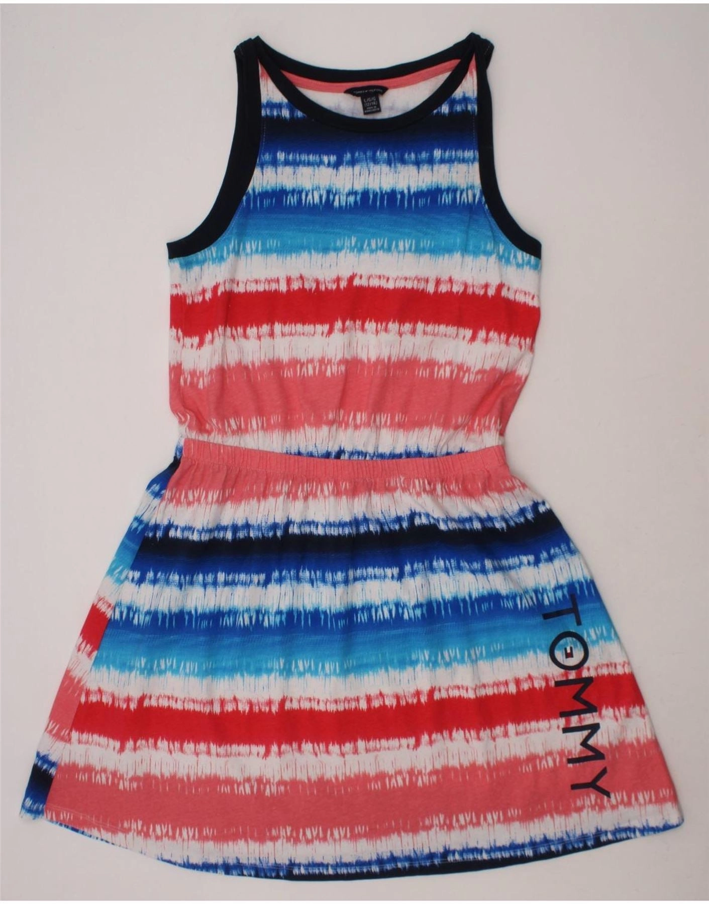 Satin Fabric TOMMY HILFIGER Girls Graphic Basic Dress 12-13 Years Large Multicoloured