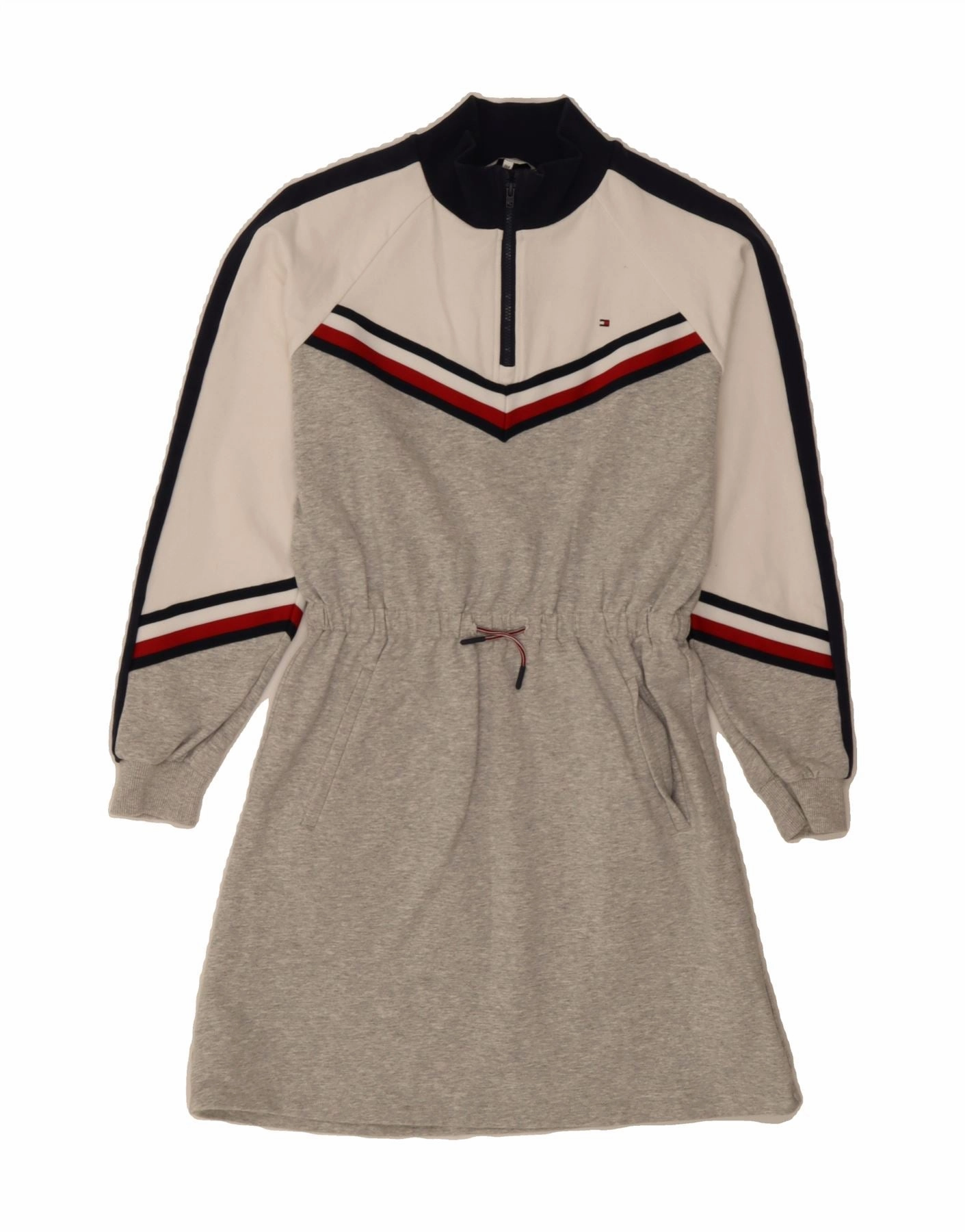 Summer Ready TOMMY HILFIGER Girls Graphic Jumper Dress 13-14 Years Grey Colourblock