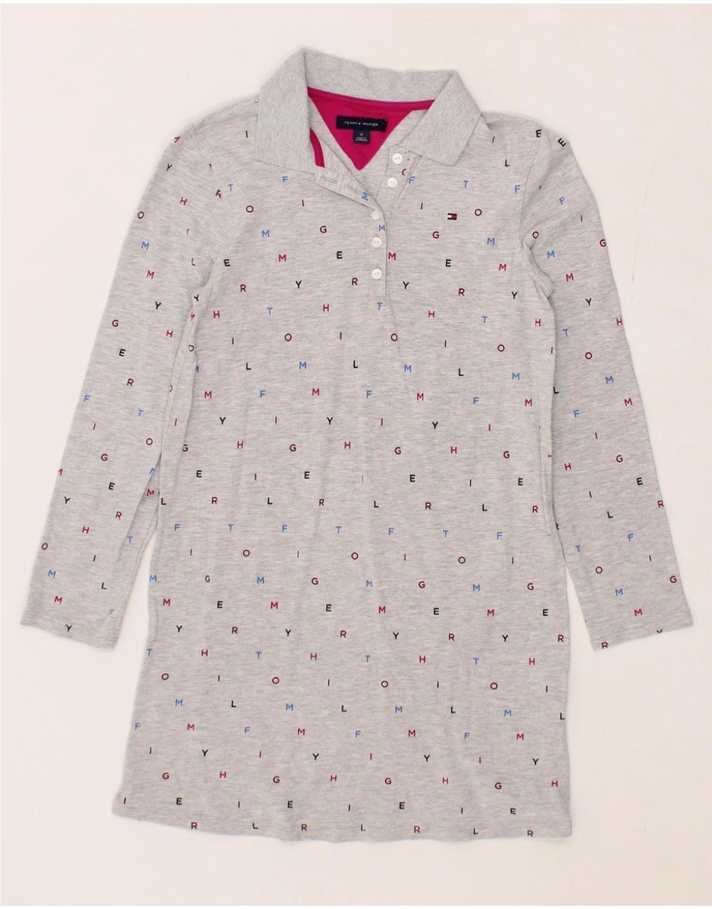 Date Ready Breathable Comfort Wear TOMMY HILFIGER Girls Graphic Polo Dress 11-12 Years Grey Spotted