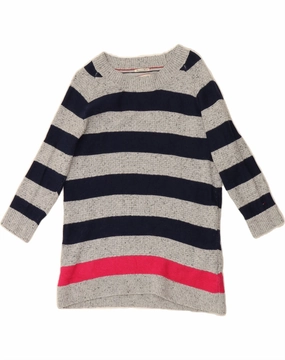 TOMMY HILFIGER Girls Jumper Dress 10-11 Years Medium Grey Striped Party Floral
