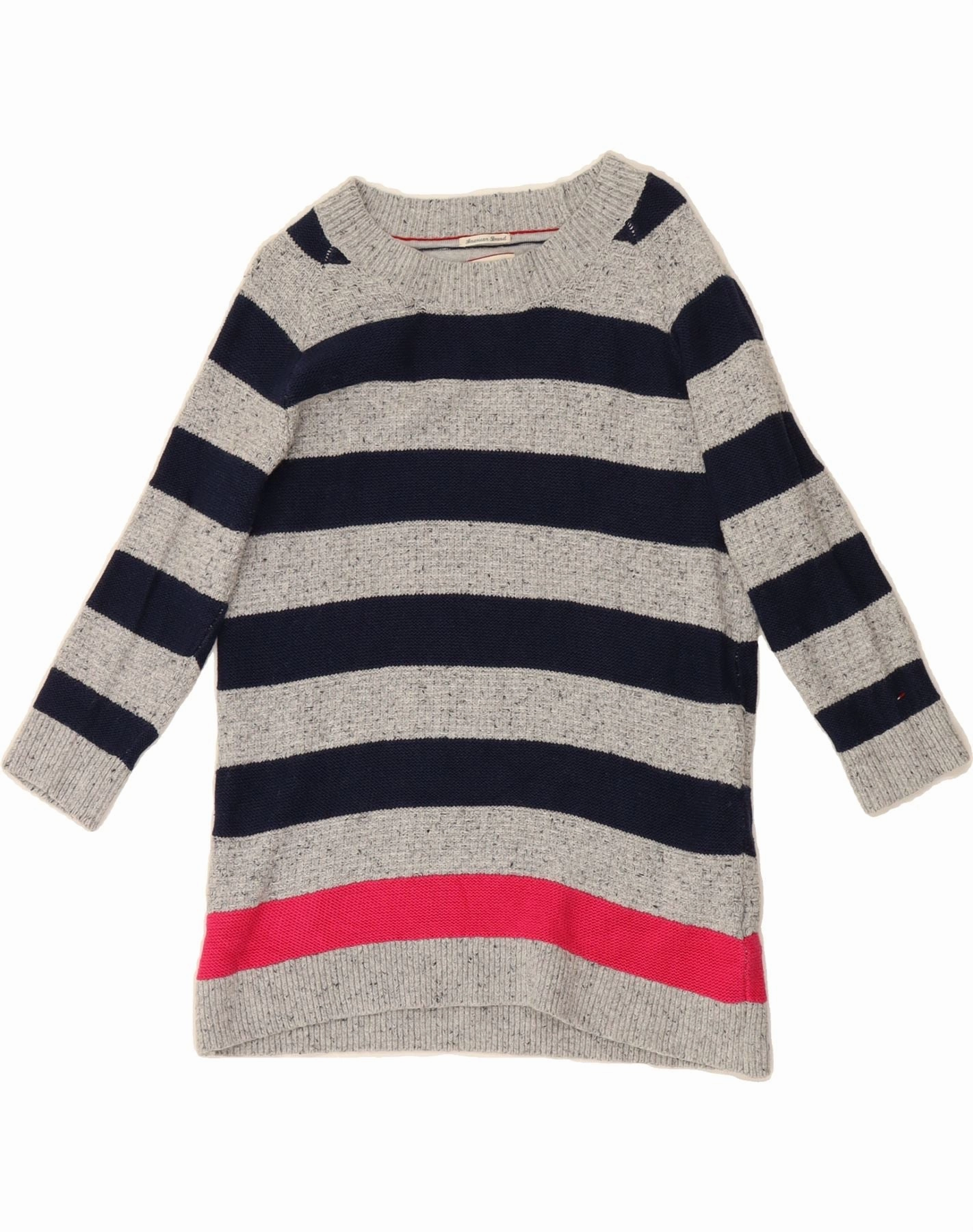 TOMMY HILFIGER Girls Jumper Dress 10-11 Years Medium Grey Striped Party Floral