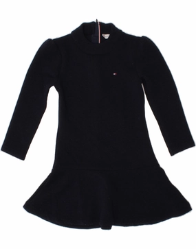 TOMMY HILFIGER Girls Long Sleeve A-Line Dress 3-4 Years Navy Blue Playful and flirty dress SustainableCotton