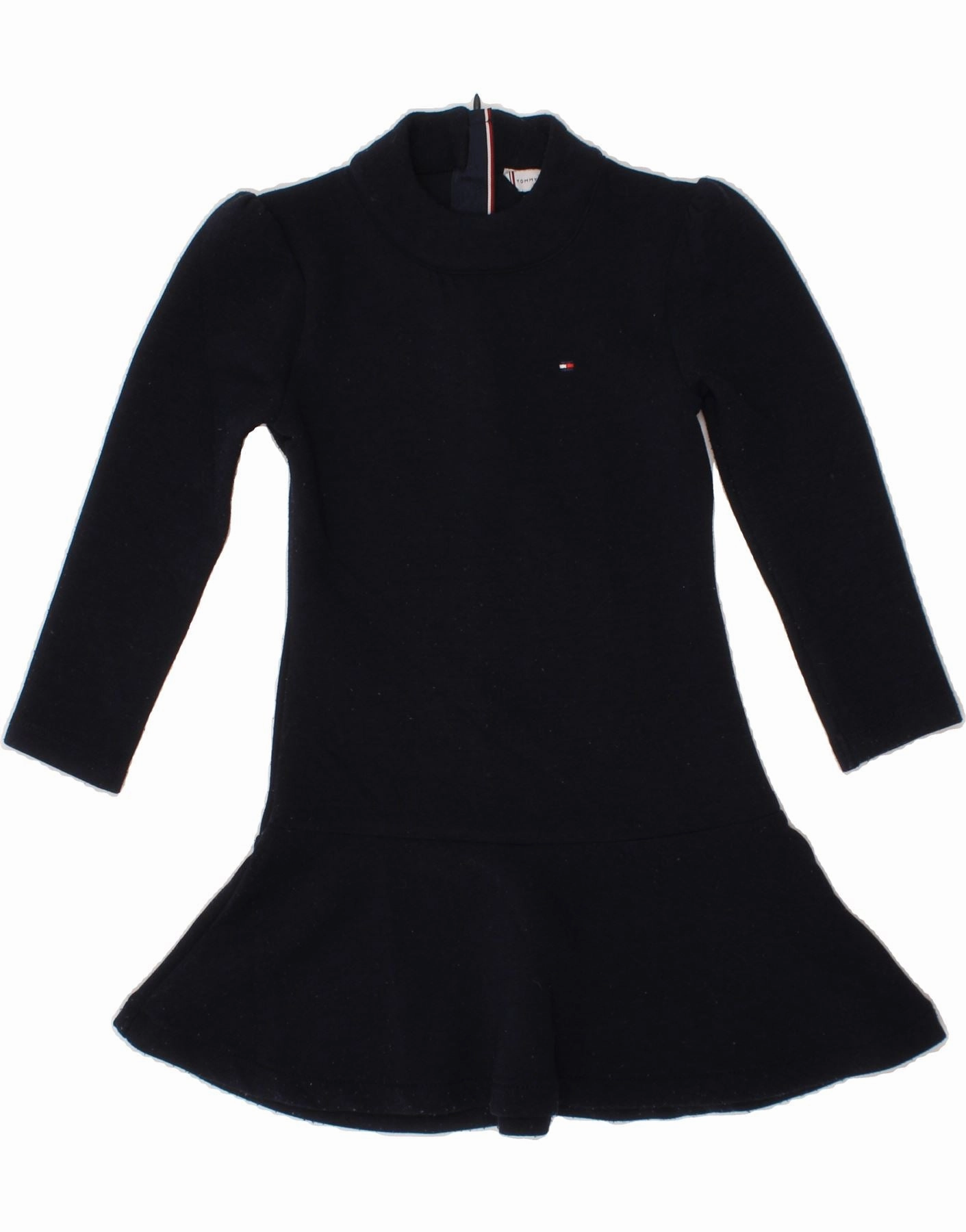 TOMMY HILFIGER Girls Long Sleeve A-Line Dress 3-4 Years Navy Blue Playful and flirty dress SustainableCotton