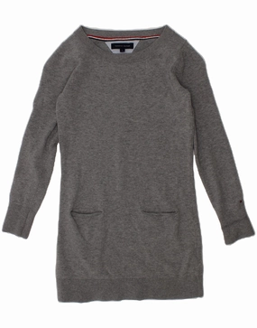 Color-Blocked TOMMY HILFIGER Girls Long Sleeve Jumper Dress 7-8 Years Grey Cotton
