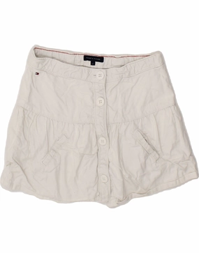 TOMMY HILFIGER Girls Mini Skirt 11-12 Years W24  White Cotton Art Inspired