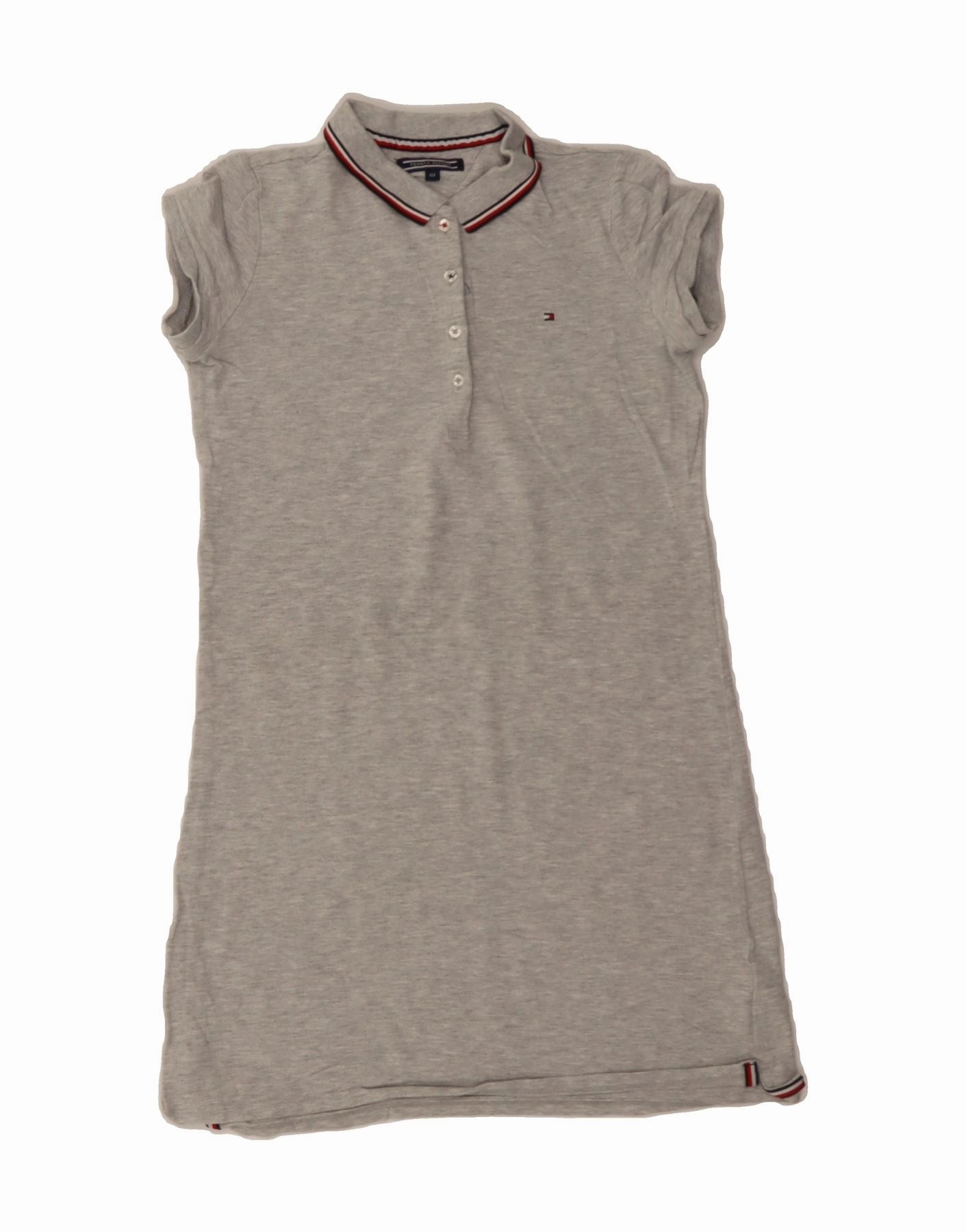 TOMMY HILFIGER Girls Polo Dress 13-14 Years Grey Sheer-Overlay Travel-friendly