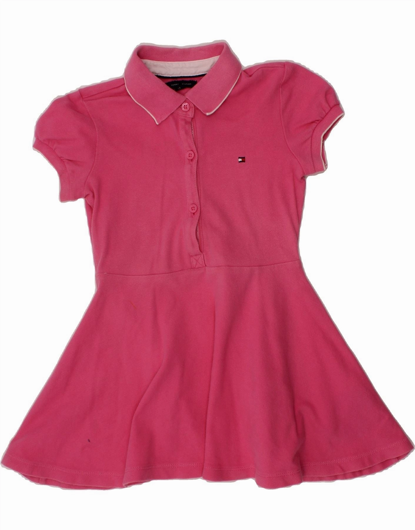 TOMMY HILFIGER Girls Polo Dress 2-3 Years Pink Cotton Textured Surface