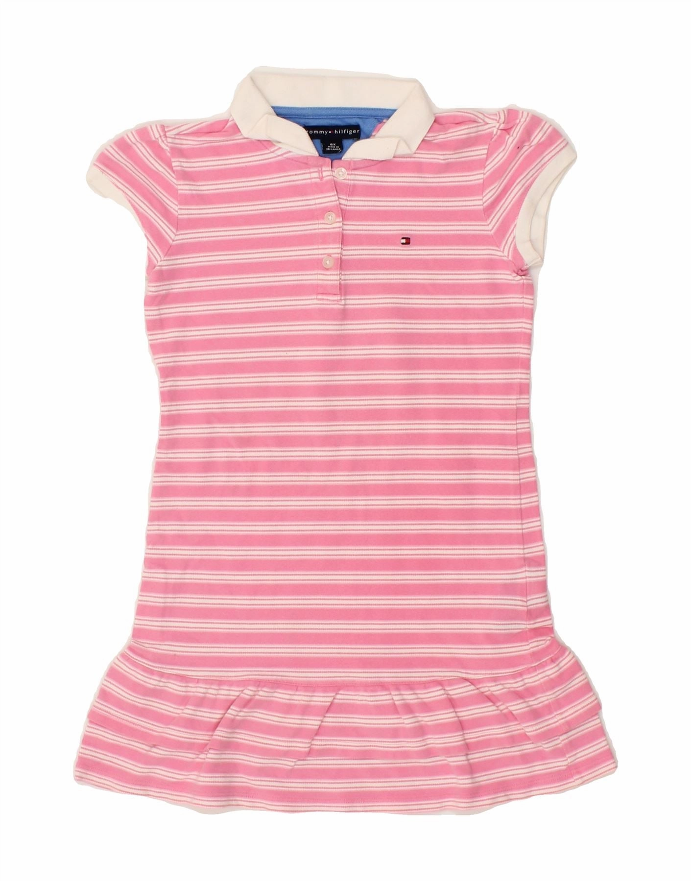 Feminine Layers Neutral Finish TOMMY HILFIGER Girls Polo Dress 5-6 Years Pink Striped Cotton