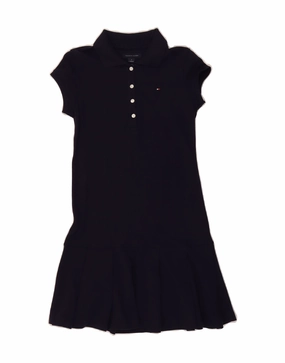 TOMMY HILFIGER Girls Polo Dress 7-8 Years Navy Blue Cotton Comfort and Elegance