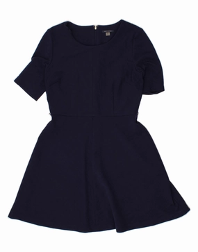 TOMMY HILFIGER Girls Short Sleeve Apron Dress 11-12 Years Navy Blue Tactile Feel Bust-Enhancing