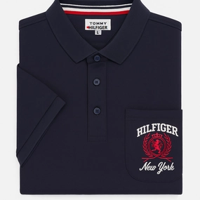 Tommy Hilfiger Navy Men Polo Heat Transfer Printing