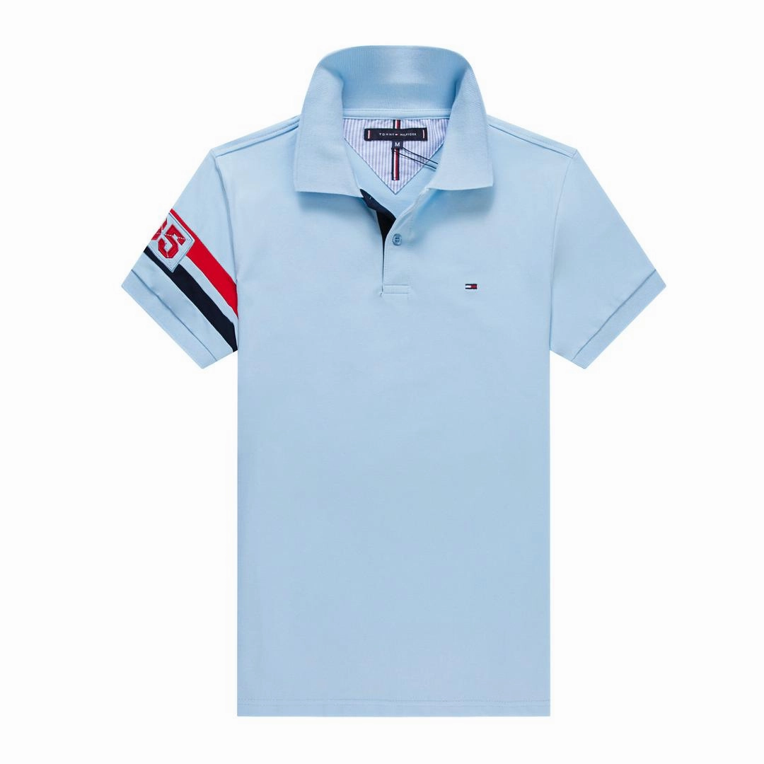 All Season Wear Fashion Layer Tommy Hilfiger Sky Blue Men Polo