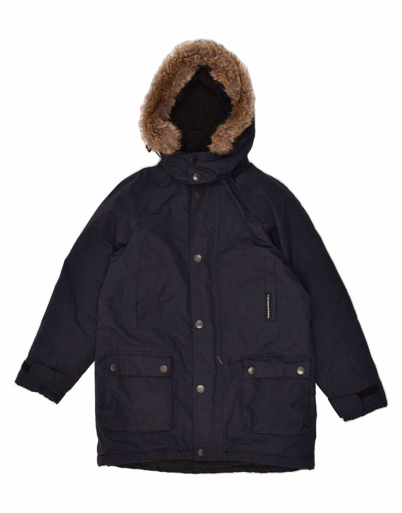 TUCANO URBANO Boys Hooded Windbreaker Jacket 9-10 Years Navy Blue Articulated Elbows Cruise