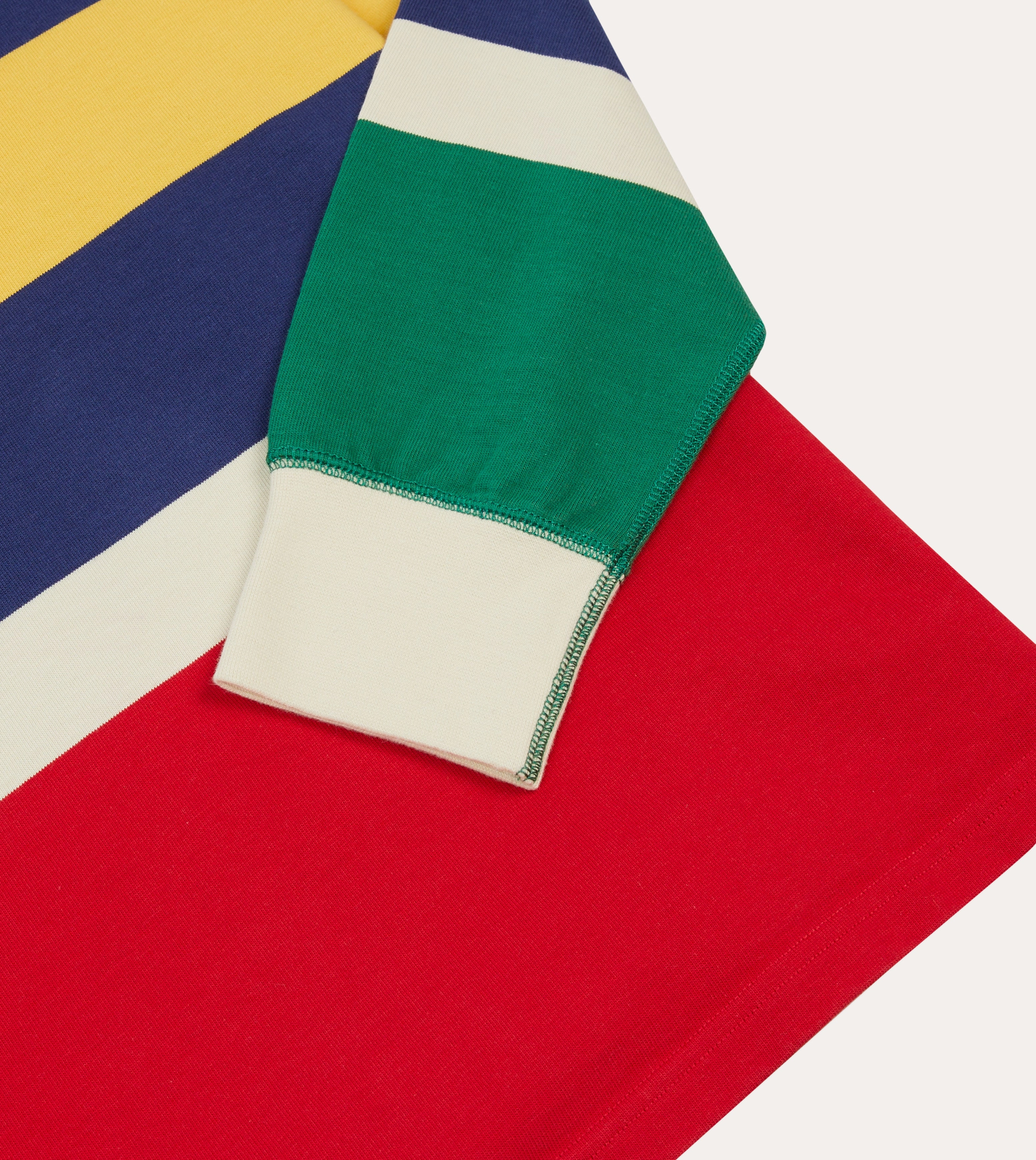Red, Yellow and Navy Multi Stripe Cotton Rugby Shirt Moisture Wicking Layer