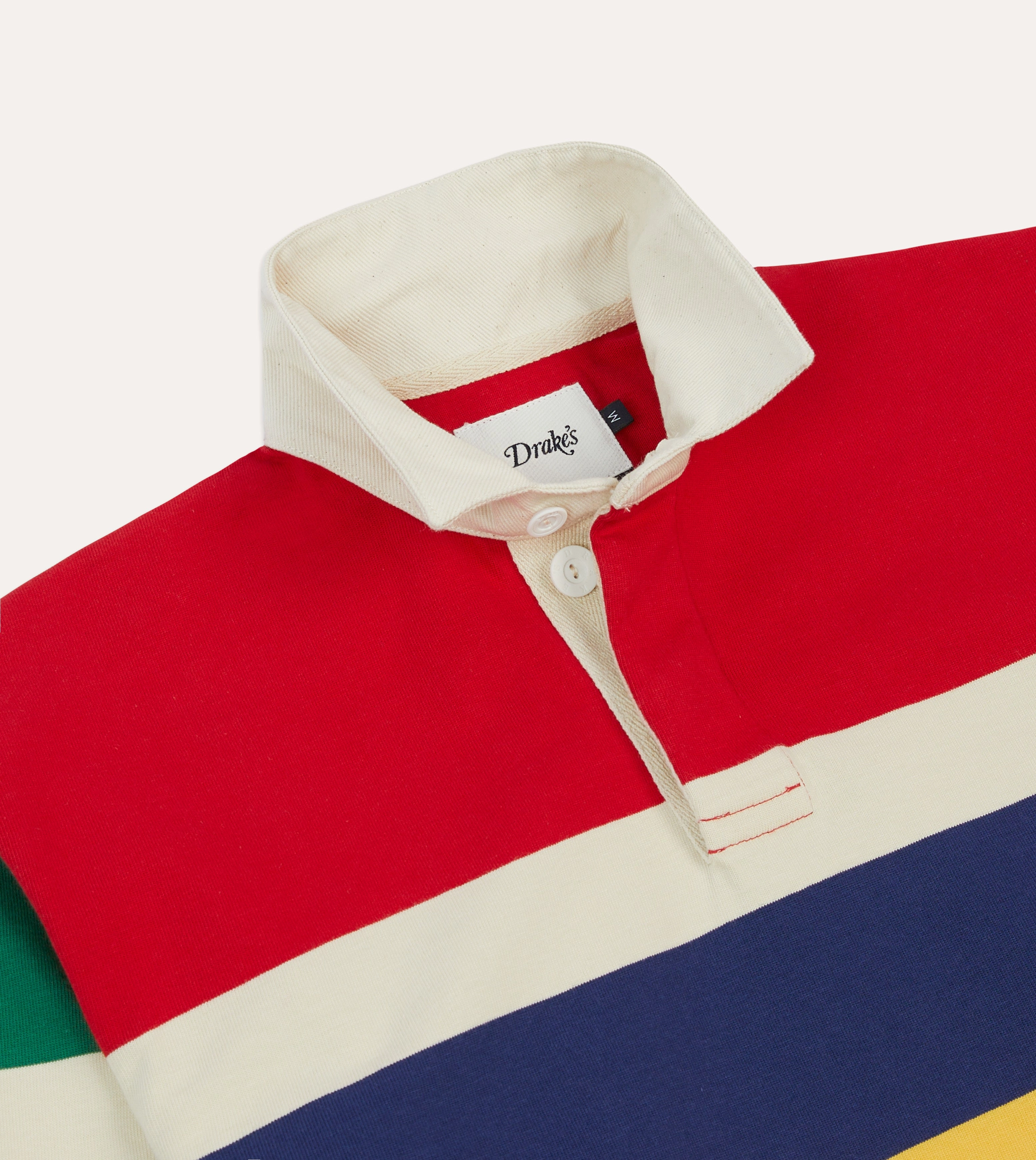 Red, Yellow and Navy Multi Stripe Cotton Rugby Shirt Soft Touch