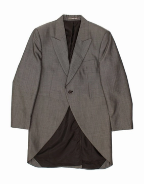 System TORRE Boys 1 Button Tailcoat Blazer Jacket 10-11 Years Grey Check Classic
