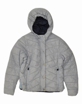 BARBOUR Boys Hooded Padded Jacket 13-14 Years Medium Grey Polyamide Light Drape Long-sleeved