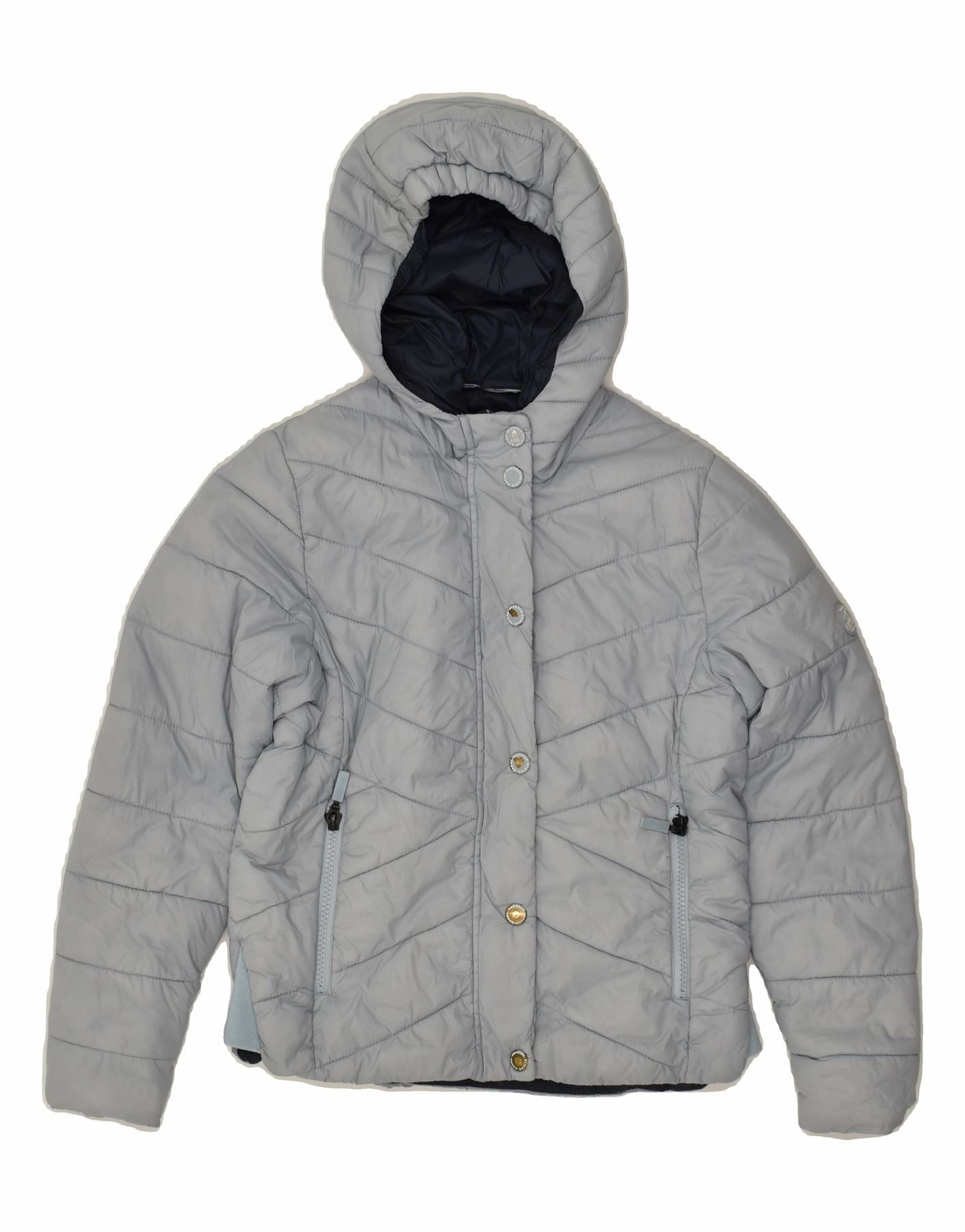 BARBOUR Boys Hooded Padded Jacket 13-14 Years Medium Grey Polyamide Light Drape Long-sleeved