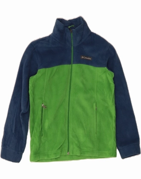 COLUMBIA Boys Fleece Jacket 7-8 Years Small Green Colourblock Polyester Ventilated Back suitable for product launches