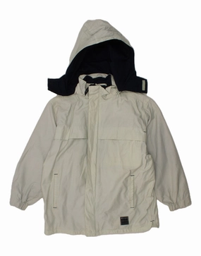 CHAMPION Boys Hooded Windbreaker Jacket 7-8 Years White Cotton Fashion Vibe suitable for formal meetings