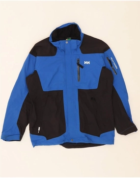 HELLY HANSEN Boys Rain Jacket 13-14 Years Blue Colourblock Polyamide Airflow channels