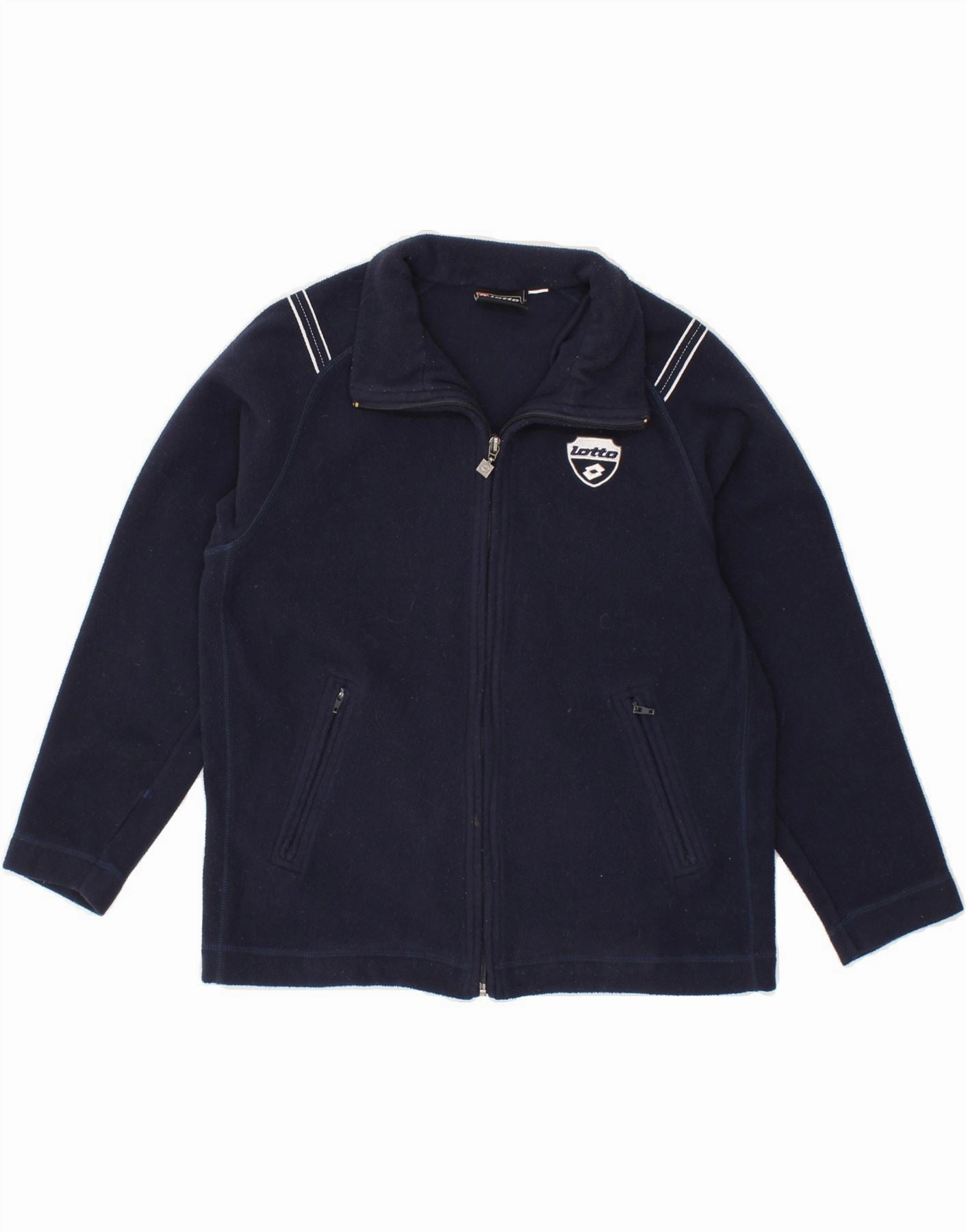 Front Pockets petite size LOTTO Boys Fleece Jacket 10-11 Years Navy Blue